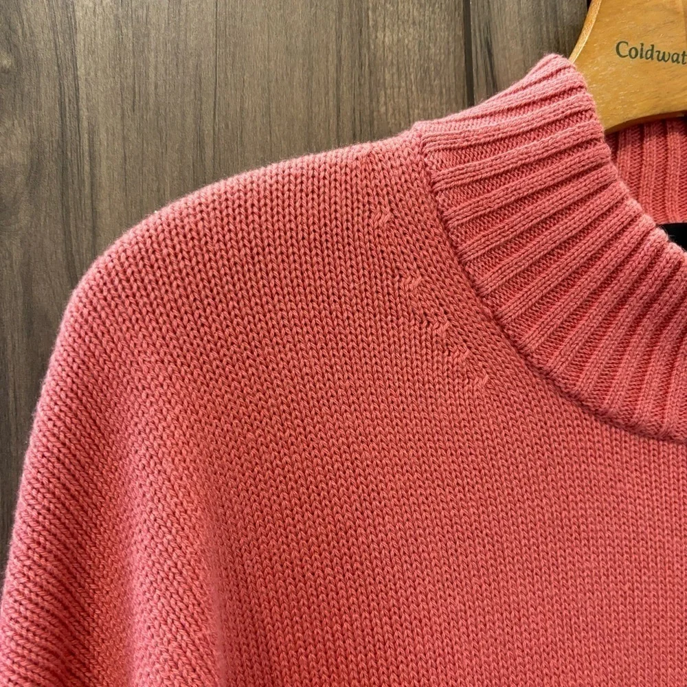 J.Crew X‎ Cotton Cashmere Patch Pocket Mock-neck Sweater Pink